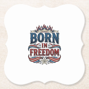 Geboren in vrijheid Patriottische vintage vector T Kartonnen Onderzetters