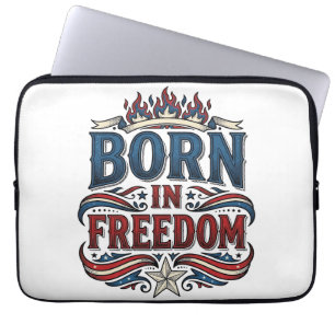 Geboren in vrijheid patriottische vintage vector T Laptop Sleeve