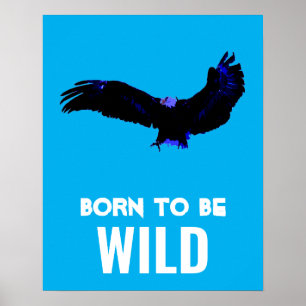 Geboren in Wild Bald Eagle Motivatie Artwork Poster