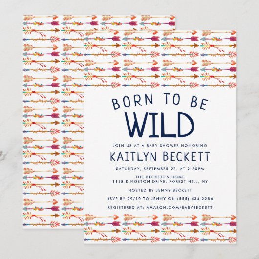 Geboren in Wild Tribal Boho Arrows Baby shower Kaart (Voorkant / Achterkant)
