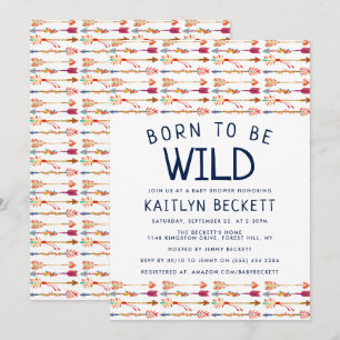 Geboren in Wild Tribal Boho Arrows Baby shower Kaart