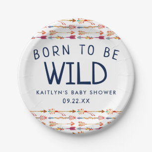 Geboren in Wild Tribal Boho Arrows Baby shower Papieren Bordje