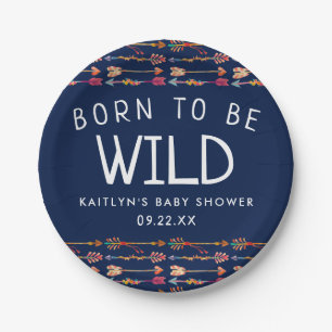 Geboren in Wild Tribal Boho Arrows Baby shower Papieren Bordje