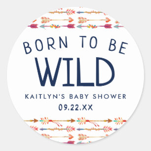 Geboren in Wild Tribal Boho Arrows Baby shower Ronde Sticker