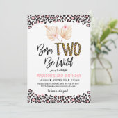 Geboren in Wilde Loopard Print Pink Gold Dag Kaart (Staand voorkant)