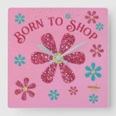 Geboren in winkelmuur vierkante klok (Voorkant)