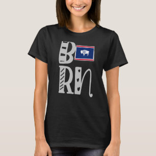 Geboren in Wyoming in blokletters T-shirt