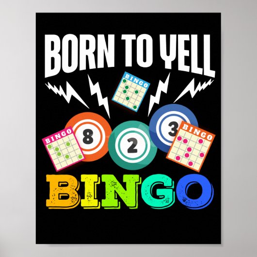Geboren in Yell Bingo Funny Lucky Gambling Poster (Voorkant)