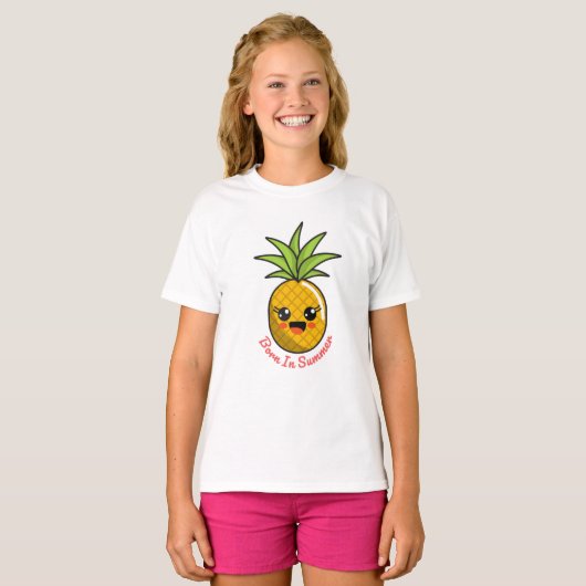 Geboren in zomerananas t-shirt (Voorkant volledig)