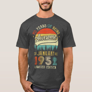 Geboren januari 1952 70ste verjaardag Gemaakt in 1 T-shirt