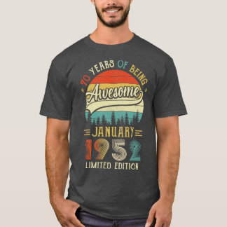 Geboren januari 1952 70ste verjaardag Gemaakt in 1 T-shirt