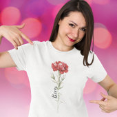 Geboren januari anjer minimalistisch en elegant t-shirt