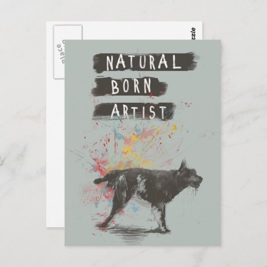 geboren kunstenaar briefkaart (Voorkant / Achterkant)