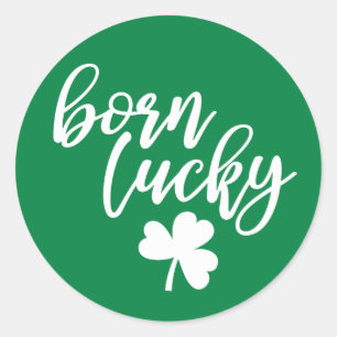 Geboren Lucky met Shamrock - Green Sticker