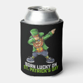 Geboren Lucky op St Patrick's Day Dabbing Verjaard Blikjeskoeler (Blikje Voorkant)
