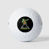 Geboren Lucky op St Patrick's Day Dabbing Verjaard Golfballen (Voorkant)