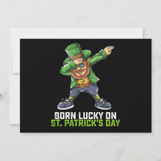 Geboren Lucky op St Patrick's Day Dabbing Verjaard Kaart (Voorkant)