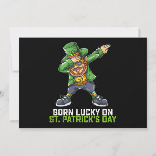 Geboren Lucky op St Patrick's Day Dabbing Verjaard Kaart