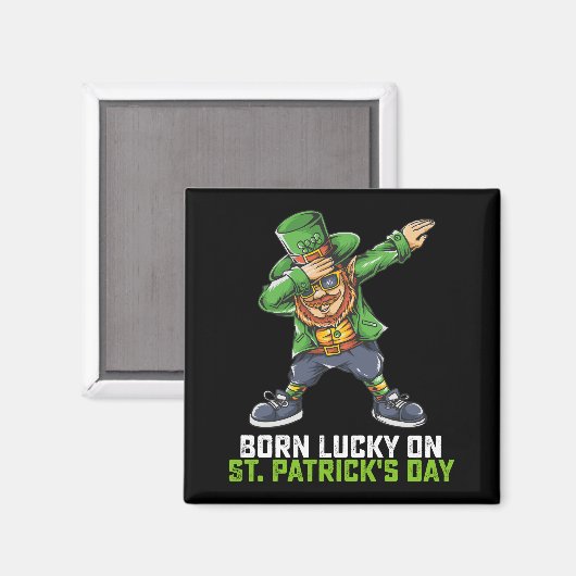 Geboren Lucky op St Patrick's Day Dabbing Verjaard Magneet (Voorkant / Achterkant)