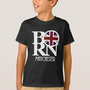 GEBOREN Manchester Engeland (witte tekst) T-shirt