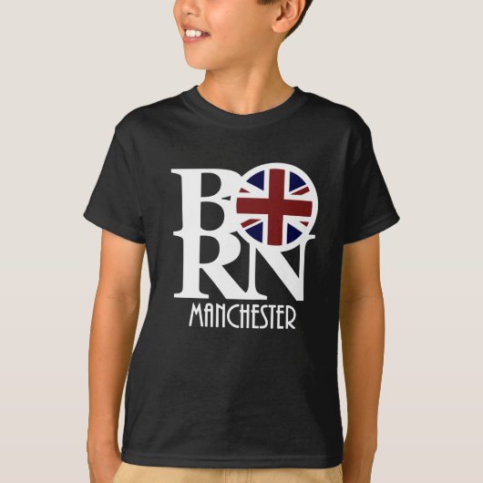 GEBOREN Manchester Engeland (witte tekst) T-shirt (Voorkant)