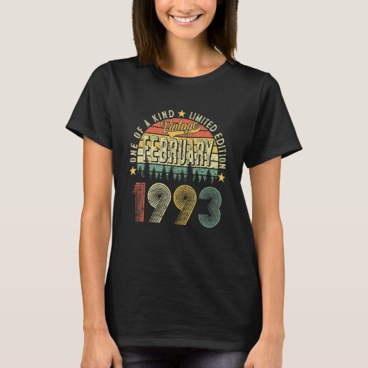 Geboren Mannen 30e verjaardag februari 1993 T-shirt (Voorkant)