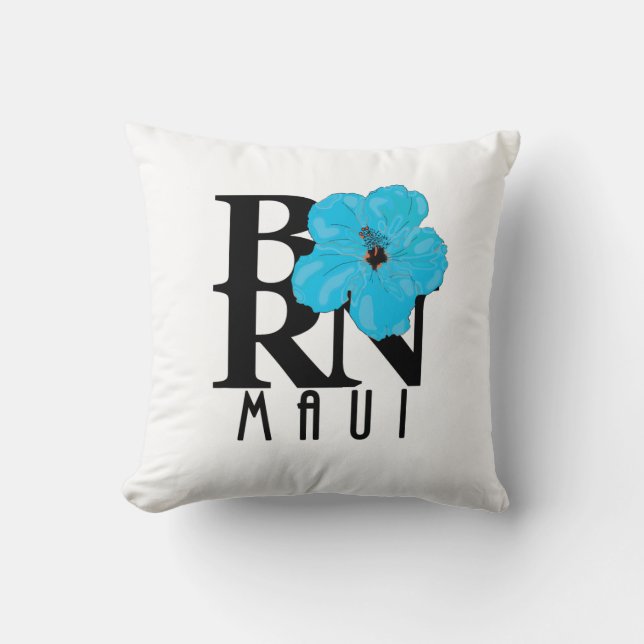 GEBOREN Maui Blue Hibiscus Kussen (Voorkant)