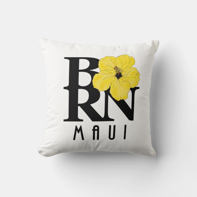 GEBOREN Maui Gele Hibiscus Kussen (Voorkant)