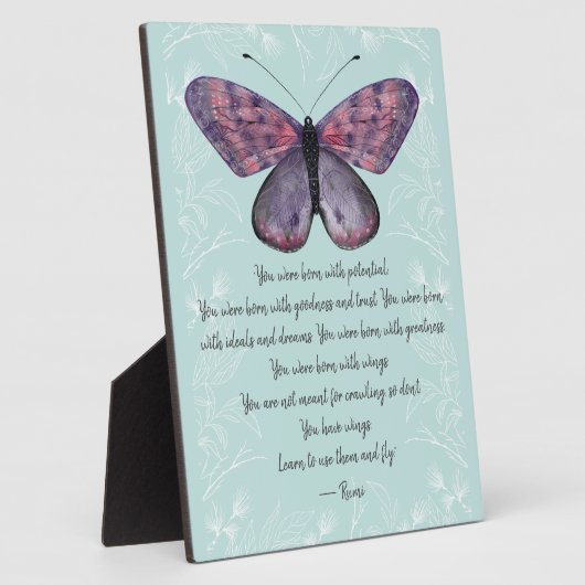 Geboren met de Rumi Quote Butterfly-tablet Fotoplaat (Zijkant)