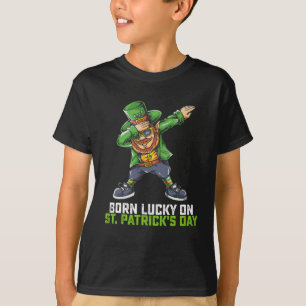 Geboren met geluk op St. Patrick's Day Dabbing Ver T-shirt