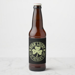 Geboren met geluk op St. Patrick's Day Ierse verja Bier Etiket