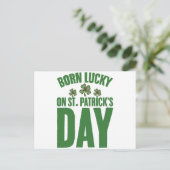 Geboren met geluk op St. Patrick's Day Ierse verja Briefkaart (Staand voorkant)