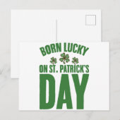 Geboren met geluk op St. Patrick's Day Ierse verja Briefkaart (Voorkant / Achterkant)