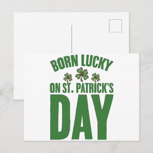 Geboren met geluk op St. Patrick's Day Ierse verja Briefkaart (Voorkant / Achterkant)
