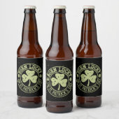 Geboren met geluk op St Patrick's Day Ierse verjaa Bier Etiket (Flessen)