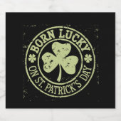 Geboren met geluk op St Patrick's Day Ierse verjaa Bier Etiket (Enkel label)