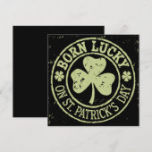 Geboren met geluk op St Patrick's Day Ierse verjaa Kaart (Voorkant / Achterkant)