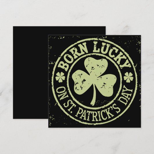 Geboren met geluk op St Patrick's Day Ierse verjaa Kaart (Voorkant / Achterkant)