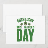 Geboren met geluk op St Patrick's Day Ierse verjaa Kaart (Voorkant / Achterkant)