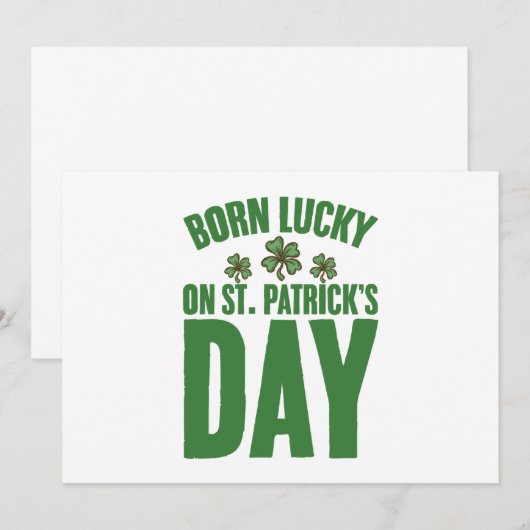 Geboren met geluk op St Patrick's Day Ierse verjaa Kaart (Voorkant / Achterkant)