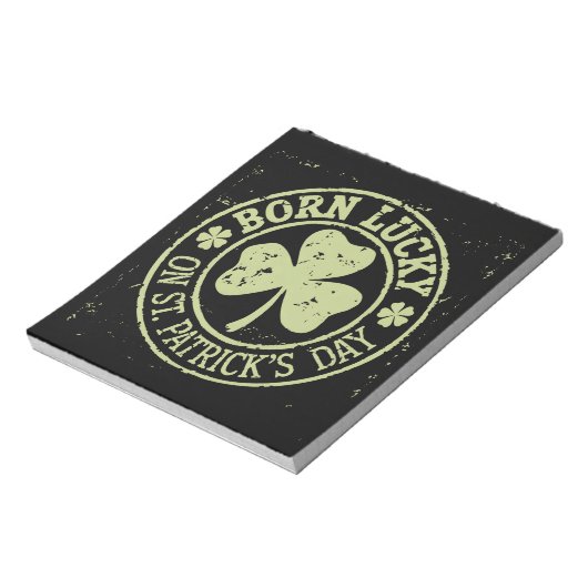 Geboren met geluk op St Patrick's Day Ierse verjaa Notitieblok (Linkerzijde)