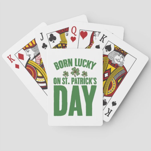 Geboren met geluk op St Patrick's Day Ierse verjaa Pokerkaarten (Achterkant)