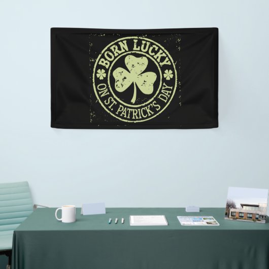 Geboren met geluk op St Patrick's Day Ierse verjaa Spandoek (Beurs)