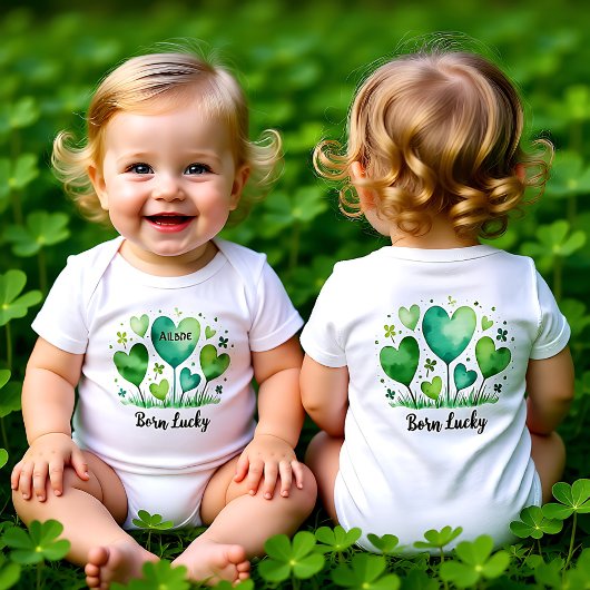 Geboren met geluk voor clover-bedekte schatjes romper