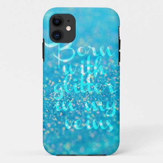 Geboren met Glitters in mijn Aderen (Blauw) iPhone Case-Mate iPhone Case (Achterkant)