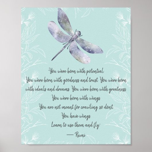 Geboren met Rumi Quote van Wings Poster (Voorkant)