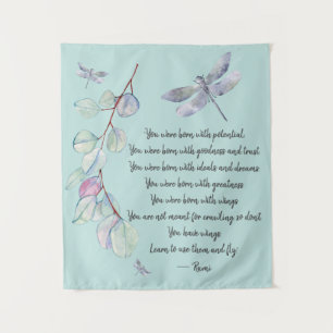 Geboren met Rumi Quote van Wings Wandkleed