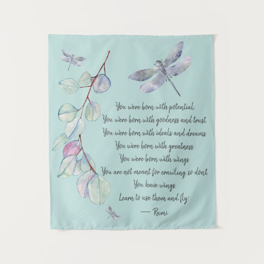 Geboren met Rumi Quote van Wings Wandkleed (Voorkant)