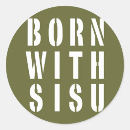 Geboren met Sisu Donker Ronde Sticker