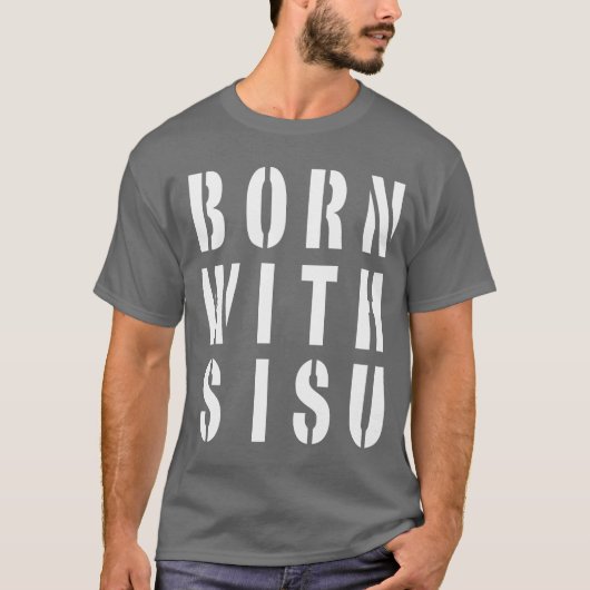 Geboren met Sisu Donker T-shirt (Voorkant)